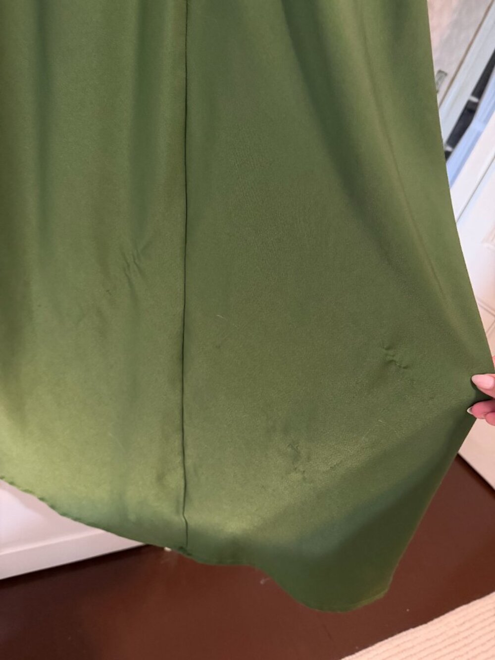 Showpo Olive Green Ruched Front Midi Dress Women's Size 16 - Picture 5 of 5